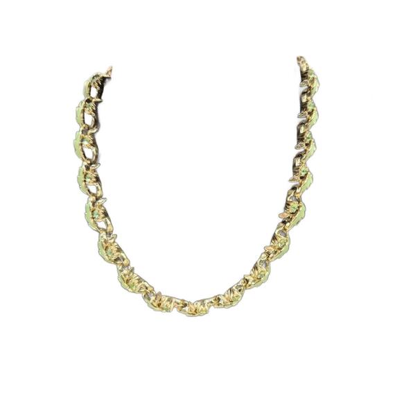 Vintage Mint Green Enamel and Crystal Choker Necklace, 1950s - Picture 9 of 11